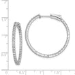 Sterling Shimmer Sterling Silver Rhodium-plated 76 Stone 1.6mm CZ In and Out Round Hinged Hoop Earrings