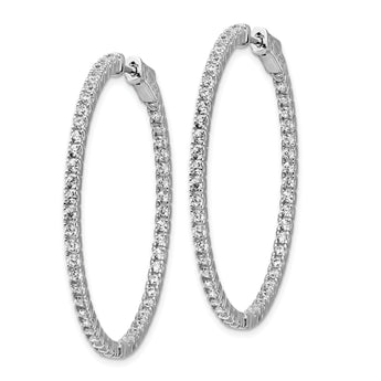 Sterling Shimmer Sterling Silver Rhodium-plated 100 Stone 1.6mm CZ In and Out Round Hinged Hoop Earrings