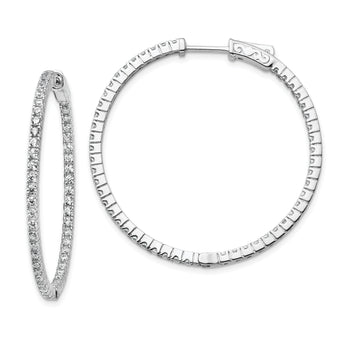 Sterling Shimmer Sterling Silver Rhodium-plated 100 Stone 1.6mm CZ In and Out Round Hinged Hoop Earrings