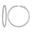 Sterling Shimmer Sterling Silver Rhodium-plated 100 Stone 1.6mm CZ In and Out Round Hinged Hoop Earrings - Birthstone Company