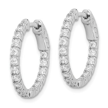 Sterling Shimmer Sterling Silver Rhodium-plated 34 Stone 1.9mm CZ In and Out Round Hinged Hoop Earrings - Birthstone Company