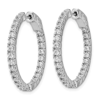 Sterling Shimmer Sterling Silver Rhodium-plated 50 Stone 1.9mm CZ In and Out Round Hinged Hoop Earrings - Birthstone Company