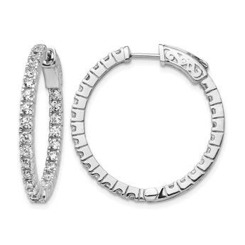 Sterling Shimmer Sterling Silver Rhodium-plated 50 Stone 1.9mm CZ In and Out Round Hinged Hoop Earrings - Birthstone Company