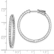 Sterling Shimmer Sterling Silver Rhodium-plated 66 Stone 1.9mm CZ In and Out Round Hinged Hoop Earrings - Birthstone Company
