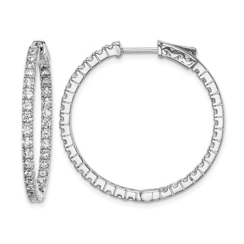 Sterling Shimmer Sterling Silver Rhodium-plated 66 Stone 1.9mm CZ In and Out Round Hinged Hoop Earrings - Birthstone Company