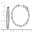 Sterling Shimmer Sterling Silver Rhodium-plated 78 Stone 1.3mm CZ In and Out Oval Hinged Hoop Earrings - Birthstone Company