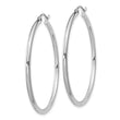Sterling Silver Rhodium-plated 2mm Round Hoop Earrings
