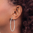 Sterling Silver Rhodium Plated Diamond-cut 2x45mm Hoop Earrings