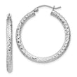 Sterling Silver Rhodium-plated D/C 3x30mm Hoop Earrings