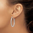 Sterling Silver Rhodium-plated D/C 3x35mm Hoop Earrings