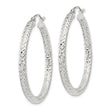 Sterling Silver D/C 3x35mm Hoop Earrings