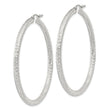Sterling Silver D/C 3x50mm Hoop Earrings