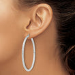 Sterling Silver D/C 3x55mm Hoop Earrings