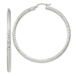 Sterling Silver D/C 3x55mm Hoop Earrings