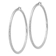 Sterling Silver Rhodium-plated D/C 3x70mm Hoop Earrings