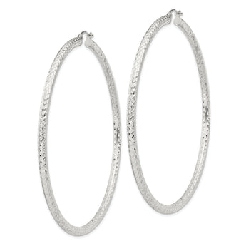 Sterling Silver D/C 3x70mm Hoop Earrings