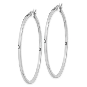 Sterling Silver Rhodium-plated 1.5x45mm Hoop Earrings