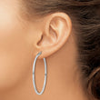 Sterling Silver Rhodium-plated 1.5x45mm Hoop Earrings