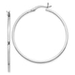 Sterling Silver Rhodium-plated 1.5x40mm Hoop Earrings