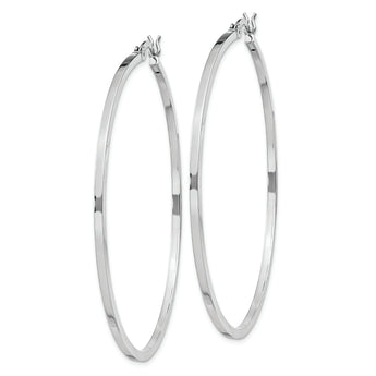 Sterling Silver Rhodium-plated 1.5x50mm Hoop Earrings