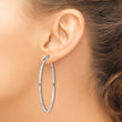 Sterling Silver Rhodium-plated 1.5x50mm Hoop Earrings