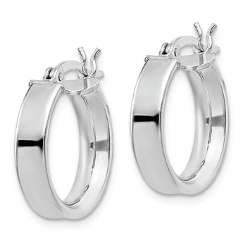 Sterling Silver Rhodium Plated 4x16mm Hoop Earrings