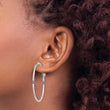 Sterling Silver RH-plated 1.5x40mm Omega Back Round Hoop Earrings