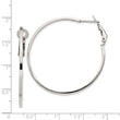 Sterling Silver RH-plated 1.5x40mm Omega Back Round Hoop Earrings