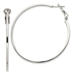 Sterling Silver RH-plated 1.5x50mm Omega Back Round Hoop Earrings