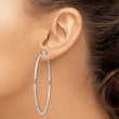 Sterling Silver RH-plated 1.5x60mm Omega Back Round Hoop Earrings