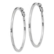 Sterling Silver RH-plated 2x50mm Omega Back Round Hoop Earrings