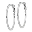 Sterling Silver RH-plated 2x40mm Omega Back Round Hoop Earrings