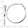 Sterling Silver RH-plated 2x40mm Omega Back Round Hoop Earrings