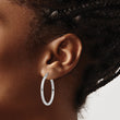 Sterling Silver Rhodium-plated Diamond-cut 2x30mm Square Tube Hoop Earrings