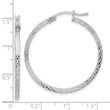 Sterling Silver Rhodium-plated Diamond-cut 2x35mm Square Tube Hoop Earrings