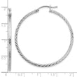 Sterling Silver Rhodium-plated Diamond-cut 2x45mm Square Tube Hoop Earrings