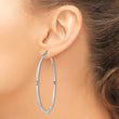Sterling Silver Rhodium-plated Diamond-cut 2x60mm Square Tube Hoop Earrings
