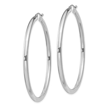 Sterling Silver Rhodium-plated 3mm Round Hoop Earrings