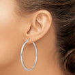 Sterling Silver Rhodium-plated Diamond-cut 2x50mm Square Tube Hoop Earrings