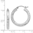 Sterling Silver Rhodium-plated Diamond-cut 3x25mm Square Tube Hoop Earrings