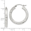 Sterling Silver D/C 3x25mm Square Tube Hoop Earrings