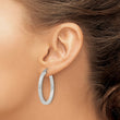 Sterling Silver D/C 3x35mm Square Tube Hoop Earrings