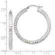 Sterling Silver D/C 3x35mm Square Tube Hoop Earrings