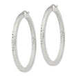 Sterling Silver D/C 3x45mm Square Tube Hoop Earrings