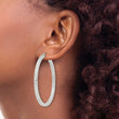 Sterling Silver D/C 3x50mm Square Tube Hoop Earrings