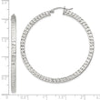 Sterling Silver D/C 3x50mm Square Tube Hoop Earrings