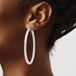 Sterling Silver D/C 3x55mm Square Tube Hoop Earrings