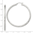 Sterling Silver D/C 3x55mm Square Tube Hoop Earrings