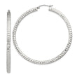 Sterling Silver D/C 3x55mm Square Tube Hoop Earrings