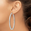 Sterling Silver D/C 3x60mm Square Tube Hoop Earrings